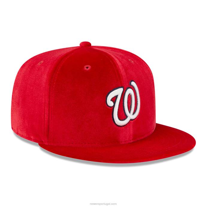 FFTN993 New Era Boné Washington Nationals Veludo Vermelho 59Fifty