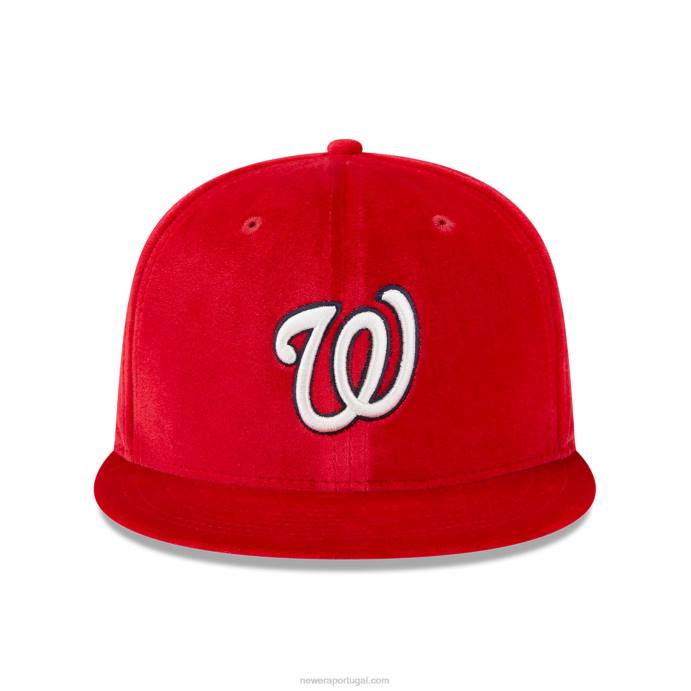 FFTN993 New Era Boné Washington Nationals Veludo Vermelho 59Fifty
