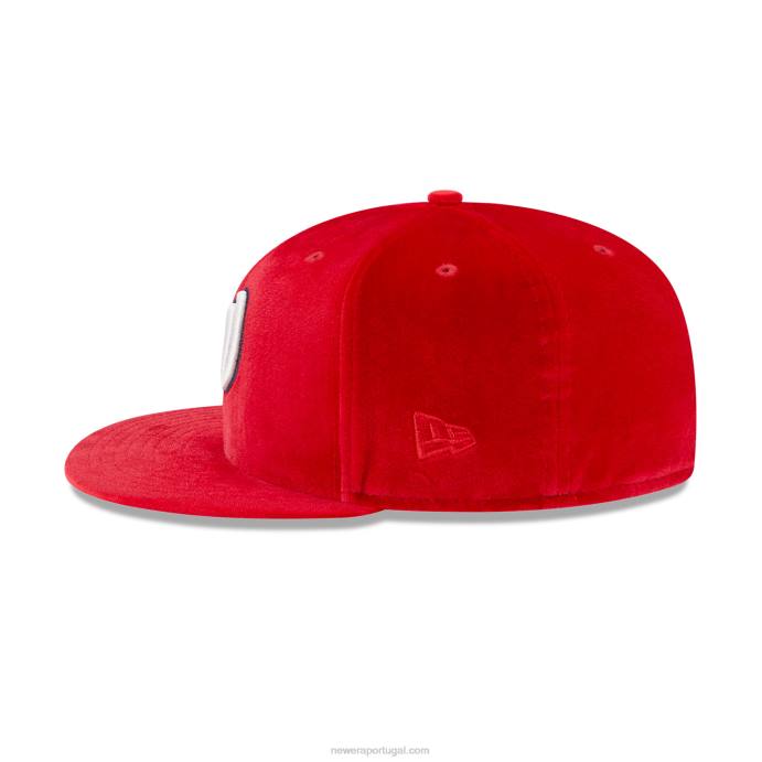 FFTN993 New Era Boné Washington Nationals Veludo Vermelho 59Fifty