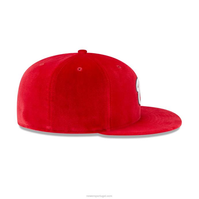 FFTN993 New Era Boné Washington Nationals Veludo Vermelho 59Fifty