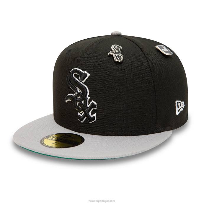 FFTN997 New Era chicago white sox mlb distintivo boné preto 59fifty