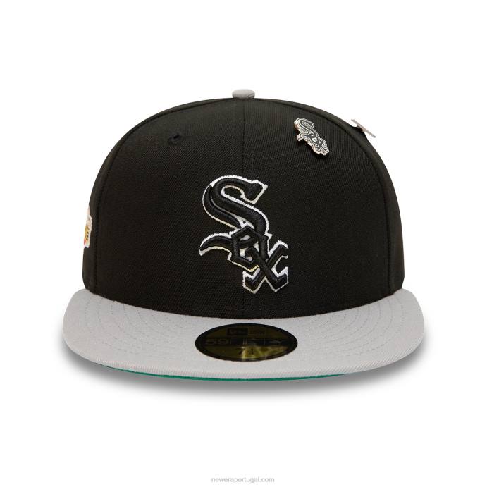 FFTN997 New Era chicago white sox mlb distintivo boné preto 59fifty
