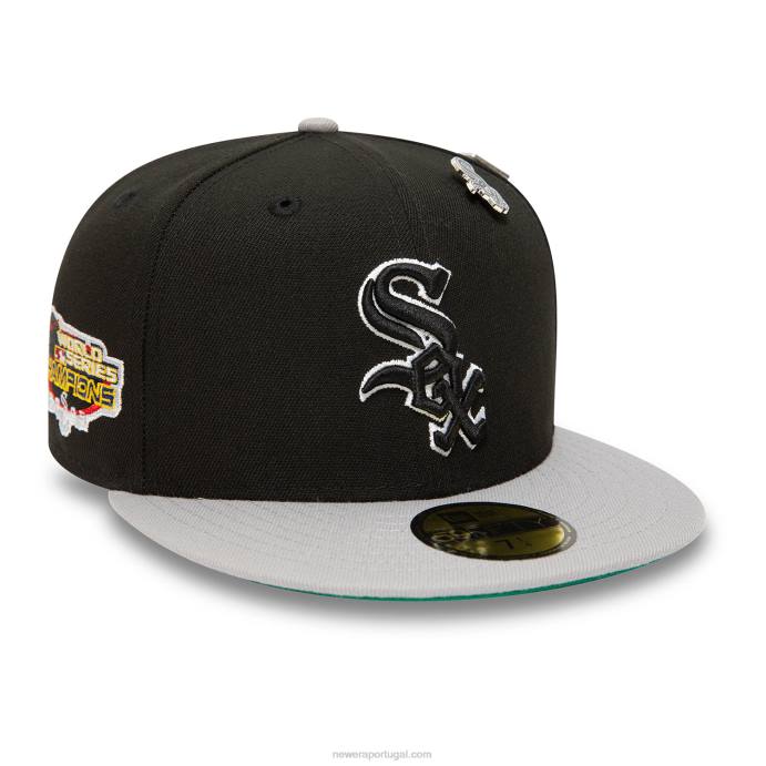 FFTN997 New Era chicago white sox mlb distintivo boné preto 59fifty