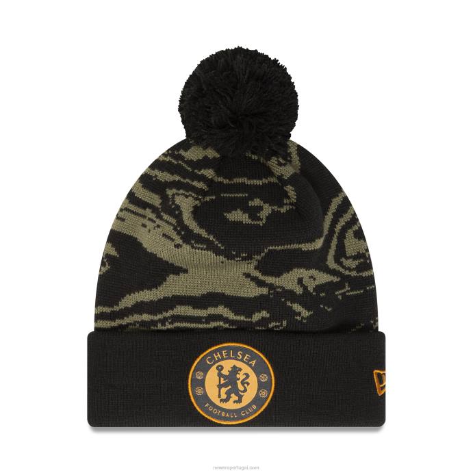 FFTN2339 New Era chelsea fc gorro de tricô verde médio estampado