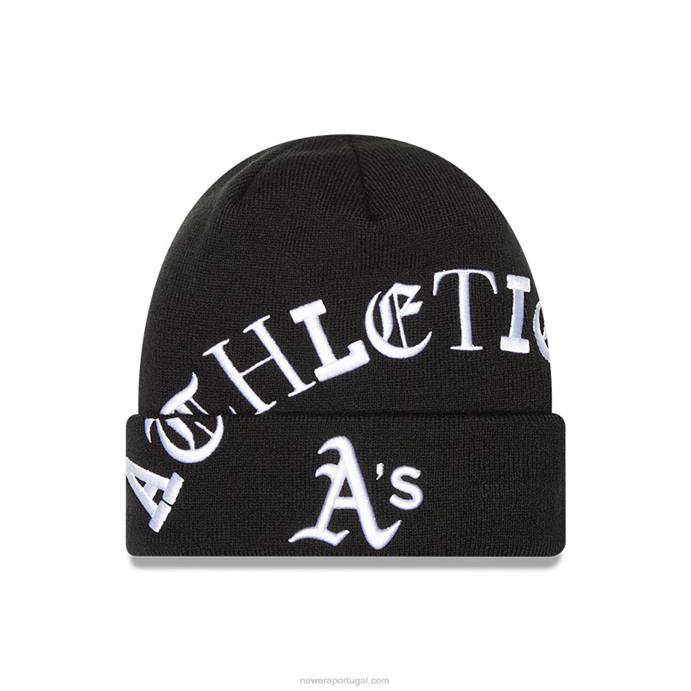 FFTN2340 New Era Oakland Athletics Blackletter Malha Preta