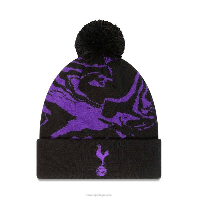 FFTN2359 New Era tottenham hotspur fc gorro de malha preto com estampa all over