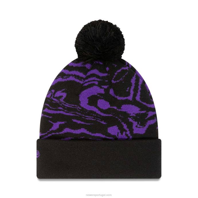 FFTN2359 New Era tottenham hotspur fc gorro de malha preto com estampa all over
