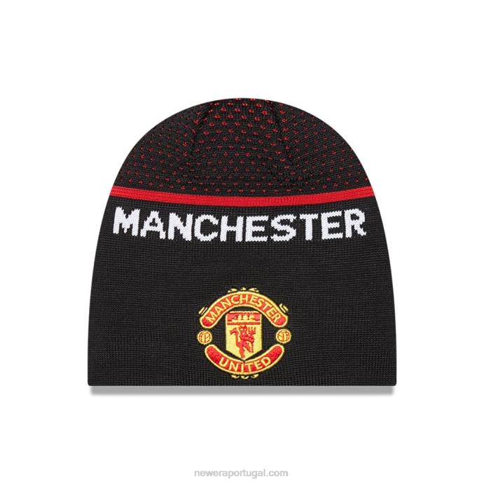 FFTN2364 New Era boné gorro preto com logo listrado do manchester united