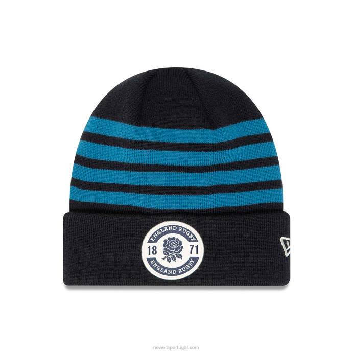 FFTN2369 New Era gorro azul marinho com patch de listras de rugby da inglaterra