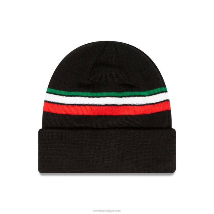 FFTN2399 New Era gorro de tricô com listras pretas aprilia tricolor