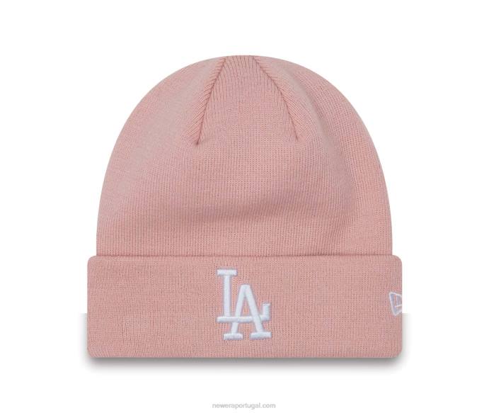 FFTN2420 New Era La Dodgers Womens League Essentials Punho do gorro rosa