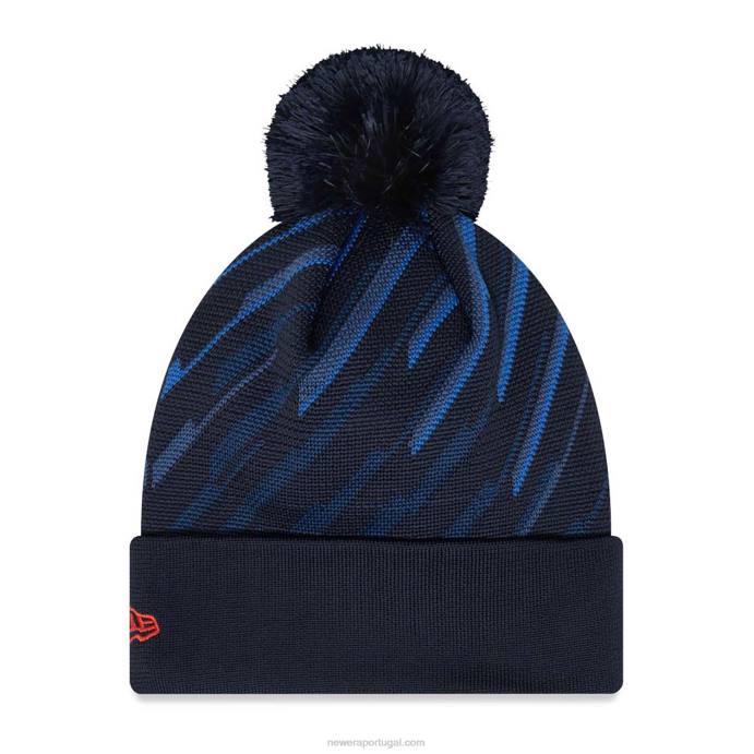 FFTN2428 New Era red bull racing team gorro de tricô com estampa azul bobble