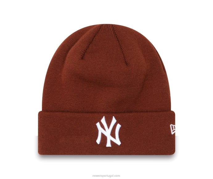 FFTN2440 New Era New York Yankees League Essentials manguito gorro feminino marrom escuro