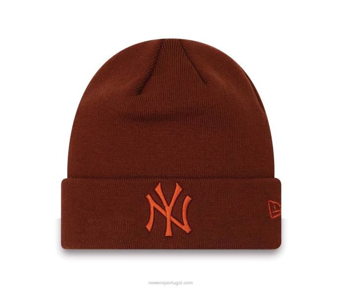 FFTN2450 New Era New York Yankees League Essentials chapéu gorro marrom escuro