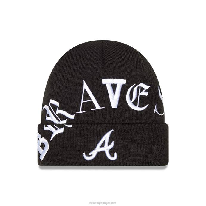 FFTN2516 New Era Atlanta Braves Blackletter malha preta