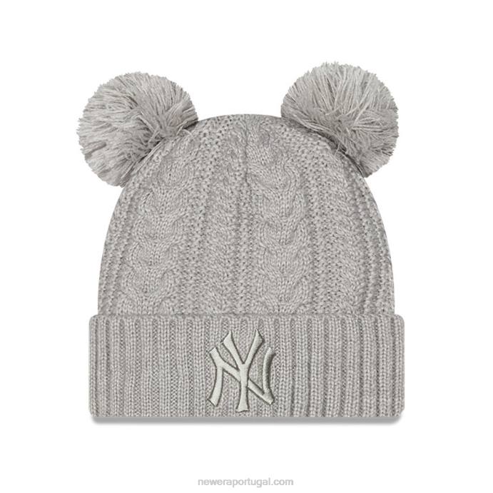 FFTN2519 New Era gorro feminino new york yankees com pompom duplo cinza