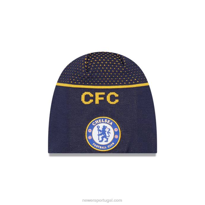 FFTN2526 New Era chelsea fc lion crest azul marinho gorro de tricô com caveira