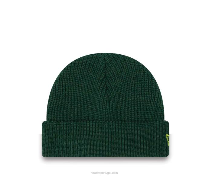 FFTN2527 New Era chapéu gorro verde escuro com bainha curta canelada polyana