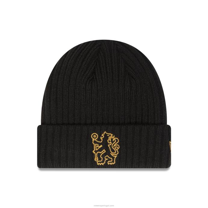 FFTN2533 New Era gorro preto com nervuras chelsea fc contorno