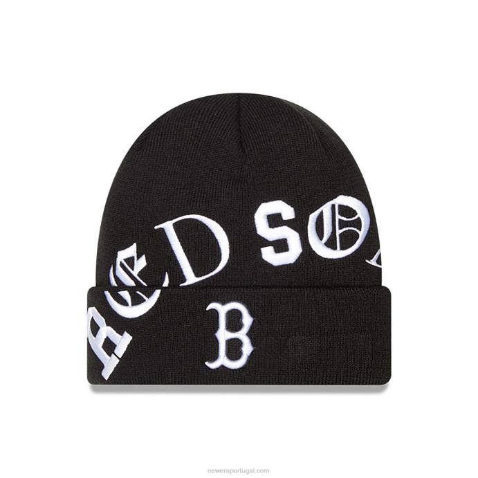 FFTN2534 New Era boston red sox blackletter malha preta