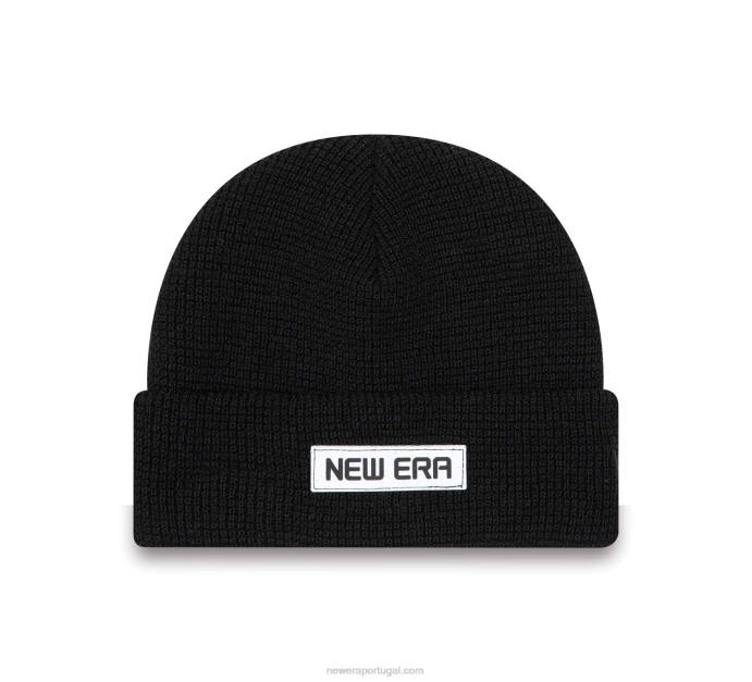 FFTN2544 New Era chapéu gorro preto de punho curto com patch polyana