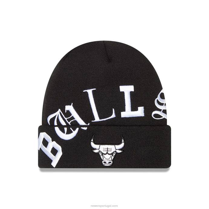 FFTN2552 New Era chicago bulls blackletter malha preta