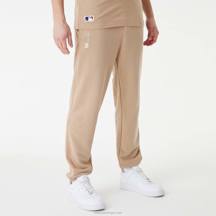 FFTN2585 New Era detroit tigers mlb calça jogger marrom com logo empilhado