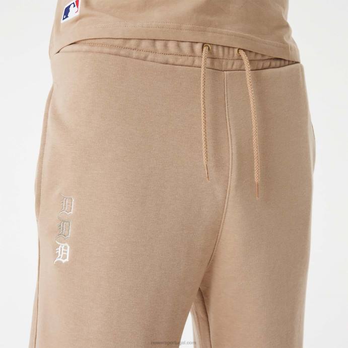 FFTN2585 New Era detroit tigers mlb calça jogger marrom com logo empilhado