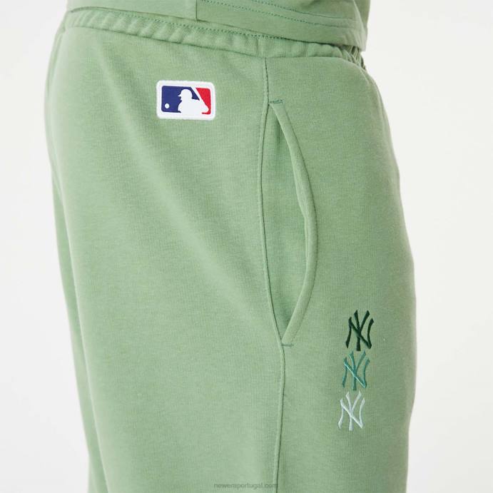 FFTN2587 New Era calça jogger verde com logo empilhado new york yankees mlb