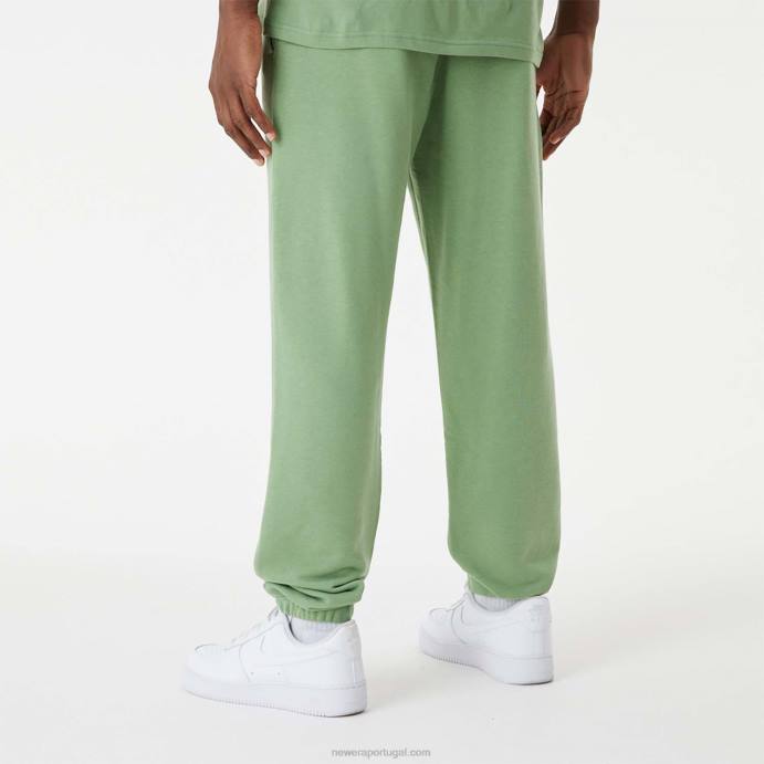 FFTN2587 New Era calça jogger verde com logo empilhado new york yankees mlb