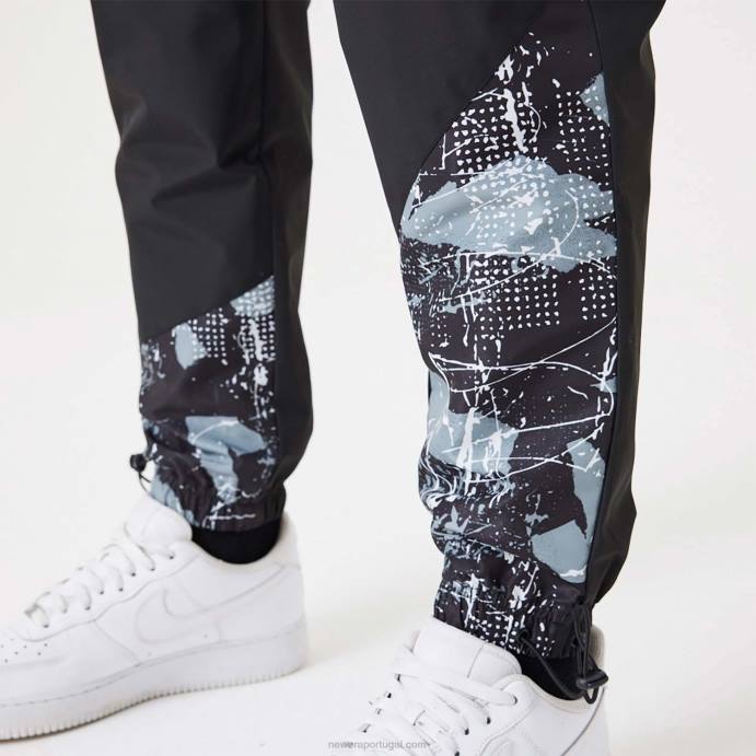 FFTN2591 New Era brooklyn nets nba all over print panel black joggers