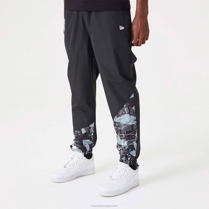 FFTN2591 New Era brooklyn nets nba all over print panel black joggers