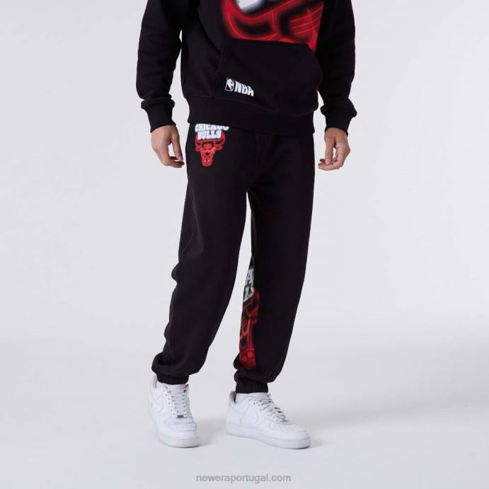 FFTN2592 New Era chicago bulls jogger preto neon