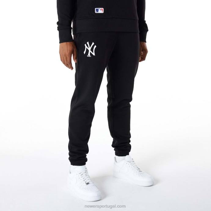 FFTN2594 New Era calça jogger preta com logo da equipe do new york yankees