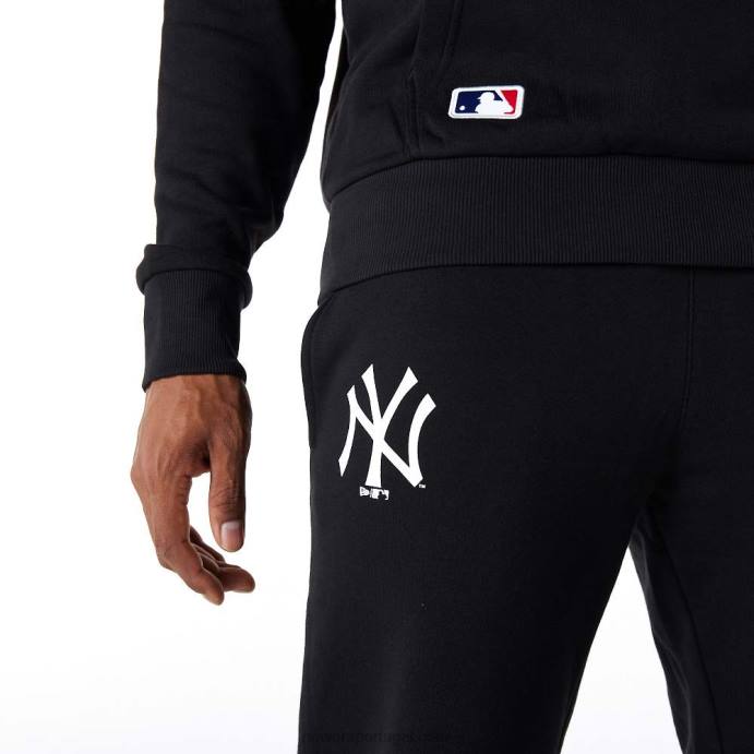 FFTN2594 New Era calça jogger preta com logo da equipe do new york yankees