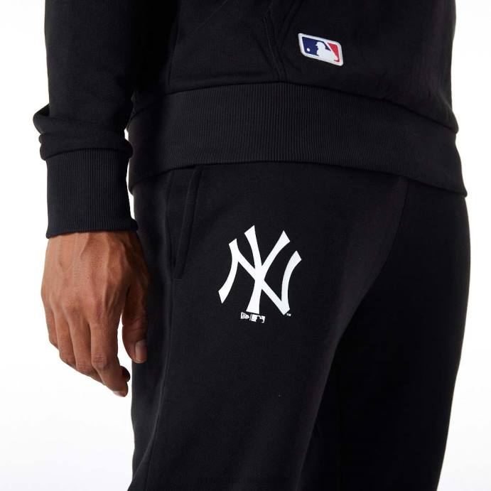 FFTN2594 New Era calça jogger preta com logo da equipe do new york yankees