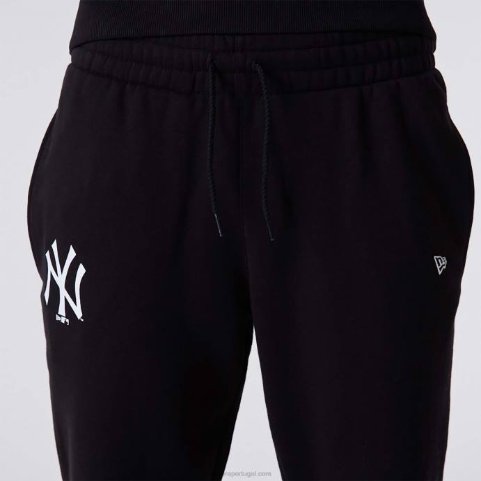 FFTN2594 New Era calça jogger preta com logo da equipe do new york yankees
