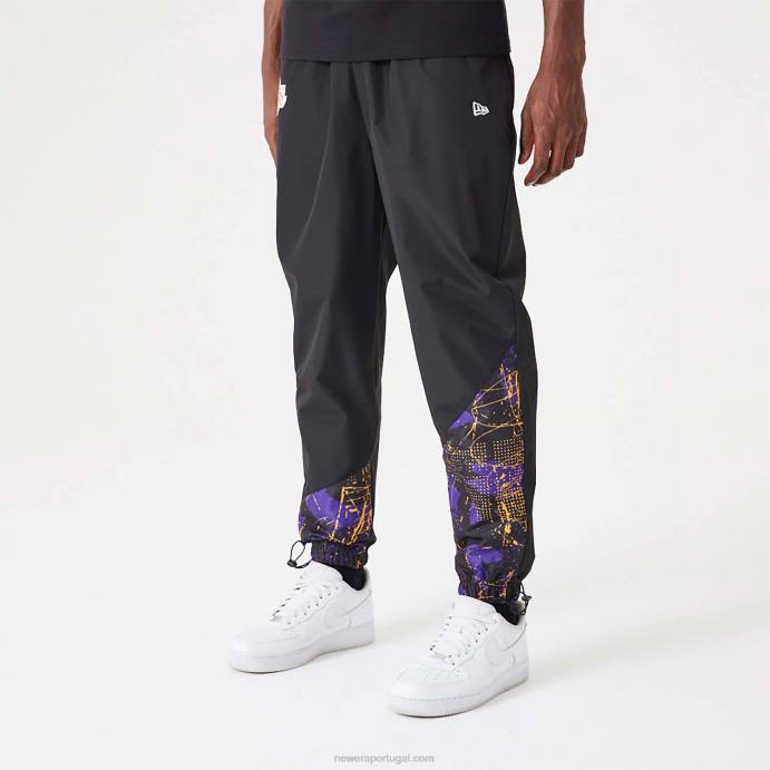 FFTN2595 New Era calça jogger preta la lakers nba all over estampada