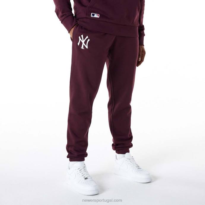 FFTN2596 New Era calça jogger roxa escura com logo da equipe do new york yankees