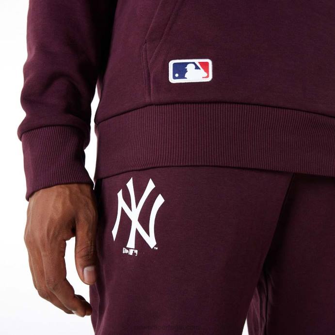 FFTN2596 New Era calça jogger roxa escura com logo da equipe do new york yankees