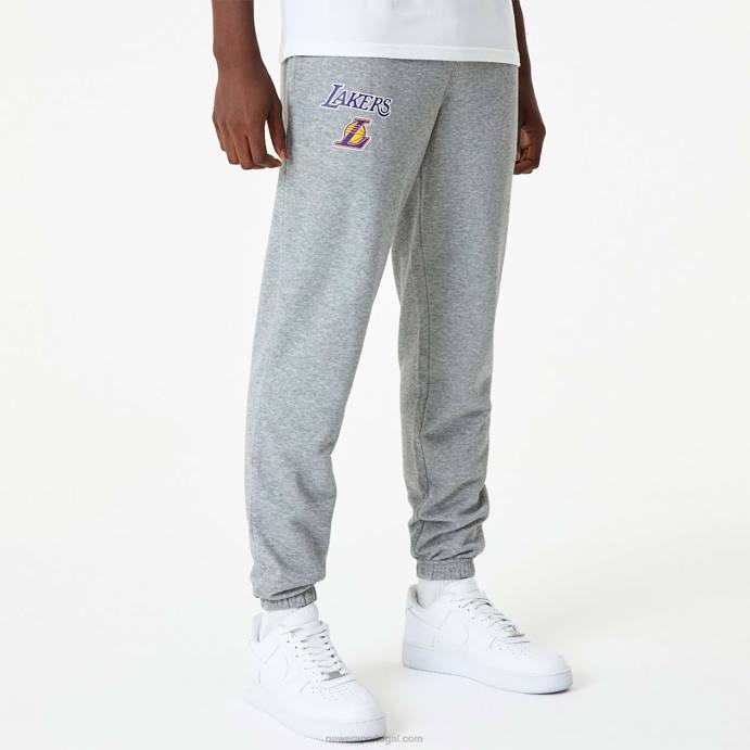 FFTN2599 New Era calça jogger cinza médio la lakers nba essentials