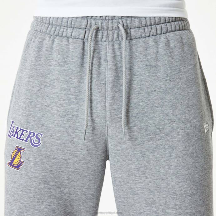FFTN2599 New Era calça jogger cinza médio la lakers nba essentials