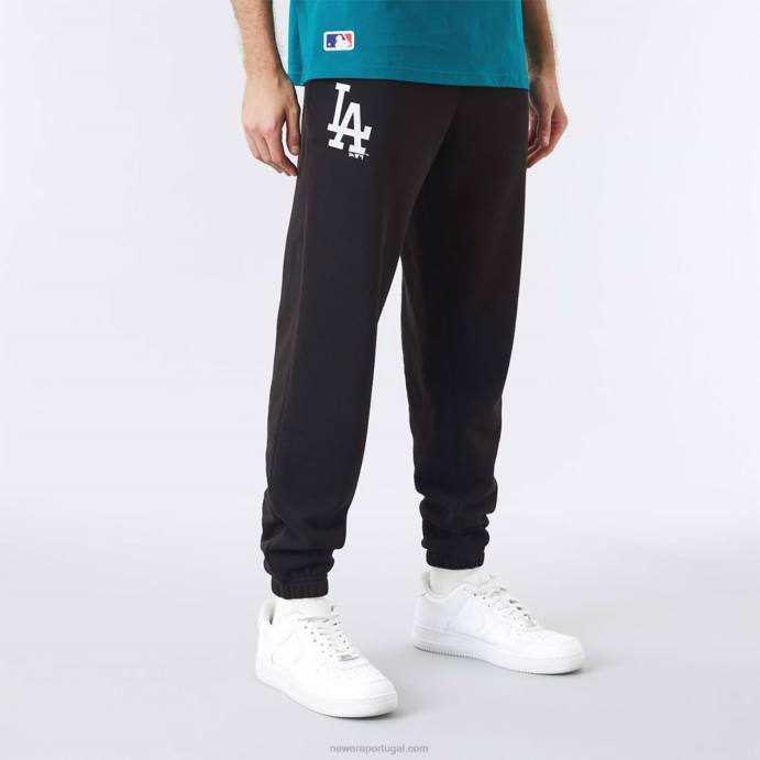 FFTN2600 New Era calça jogger preta la dodgers mlb team logo