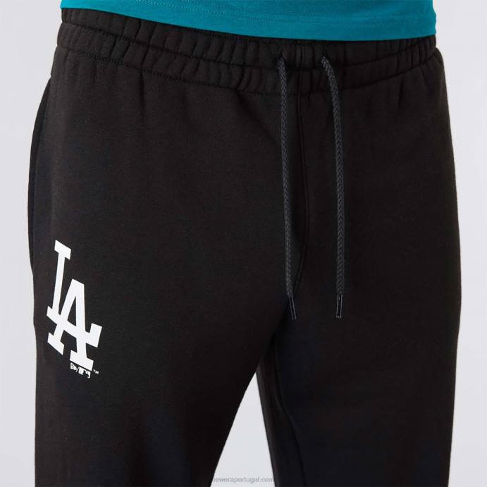 FFTN2600 New Era calça jogger preta la dodgers mlb team logo