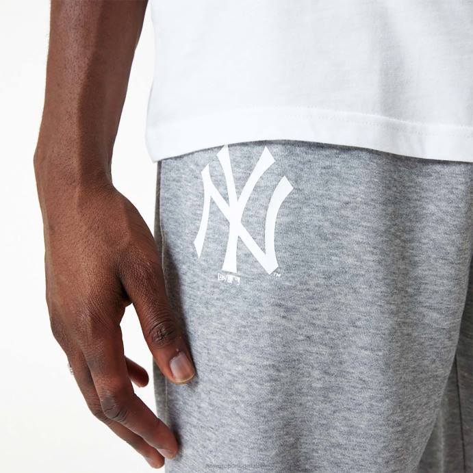 FFTN2603 New Era calça jogger cinza médio new york yankees mlb league essencial