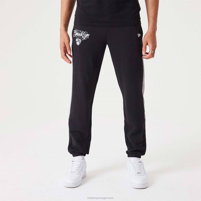 FFTN2605 New Era brooklyn nets nba script joggers pretos
