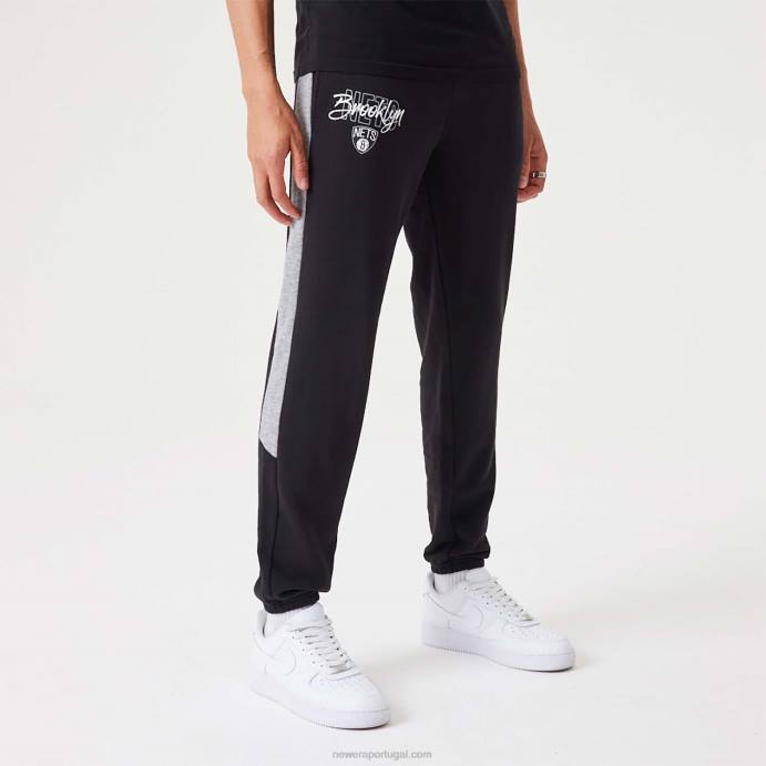 FFTN2605 New Era brooklyn nets nba script joggers pretos