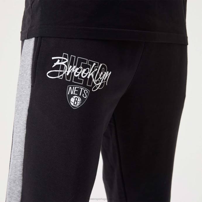 FFTN2605 New Era brooklyn nets nba script joggers pretos