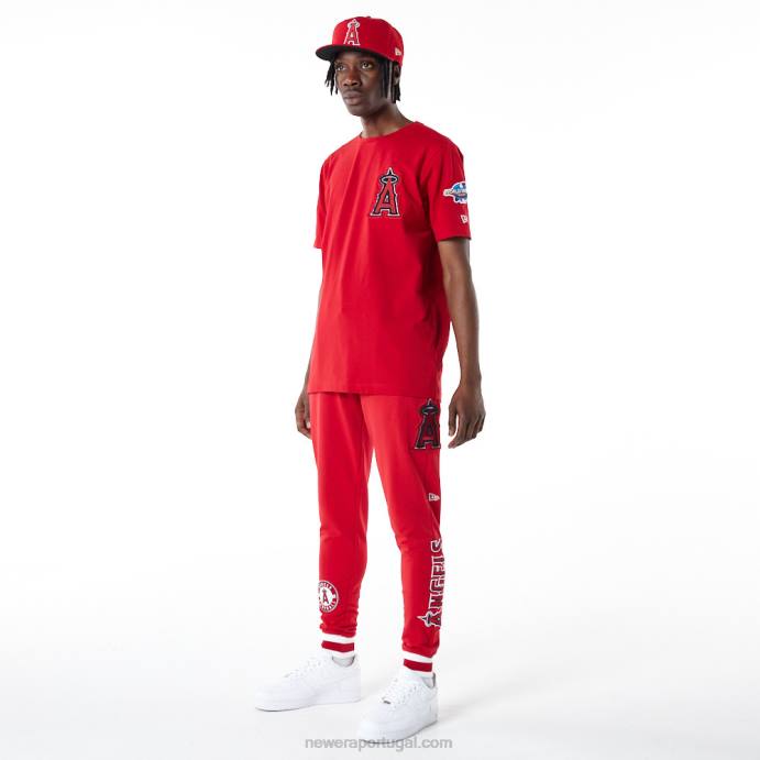 FFTN2606 New Era calça jogger vermelha la angeles mlb logo select