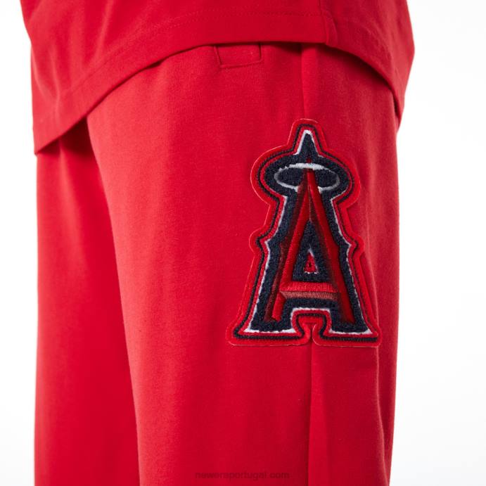 FFTN2606 New Era calça jogger vermelha la angeles mlb logo select
